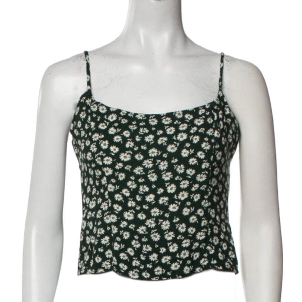 Reformation Dark Green and Daisy Floral Camisole